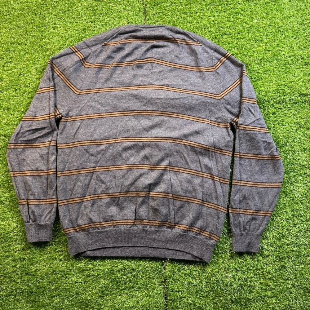 Vintage Brooks Brothers Sweater Mens Large Striped Extra Fine Merino Wool Preppy